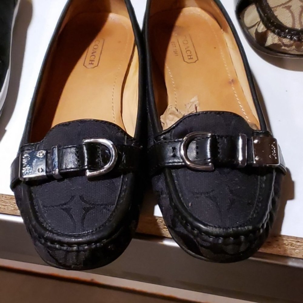 Coach Flores Leather Loafers - Black/Silver